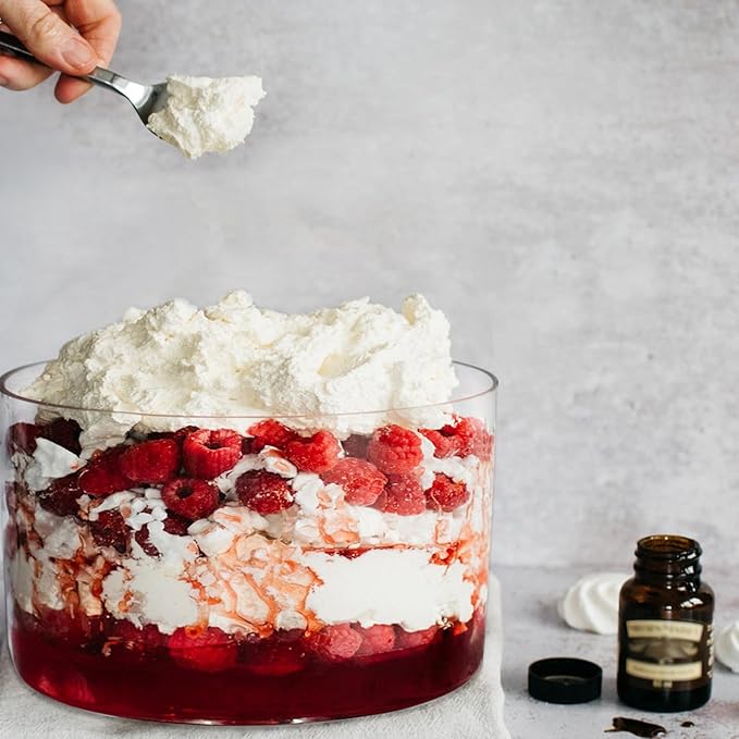 104oz Large Glass Trifle Bowl, Modern Design Clear Glass Round Dessert Centerpiece Serving Bowl for Laying Ice Cream Cakes, Salad, Fruit, Microwave & Dishwasher Safe