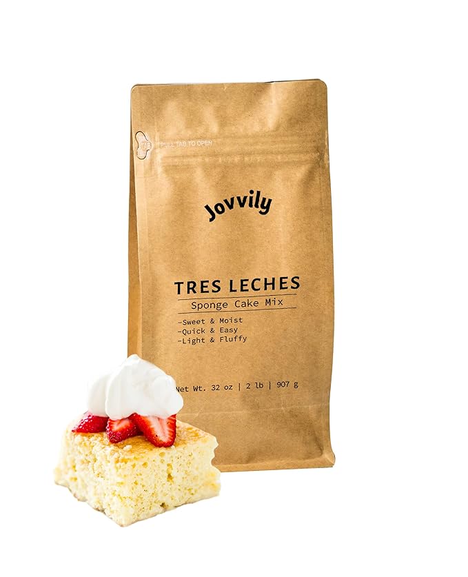 Jovvily Tres Leches Sponge Cake Mix - 2 lb - Sweet - Moist - Easy to Make
