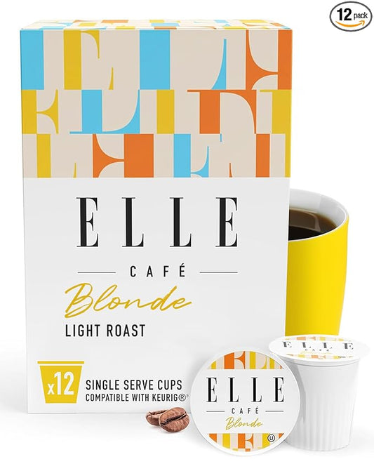 ELLE Café© Blonde Roast K-Cup Pods - 12 Count - 100% Arabica Coffee, Flavor Light Roast - Single-Serve Coffee Pods