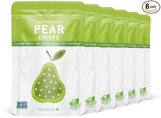 Nature's Turn Freeze-Dried Fruit Snacks, Pear Crisps, Pack of 6 (1.2 oz Each)