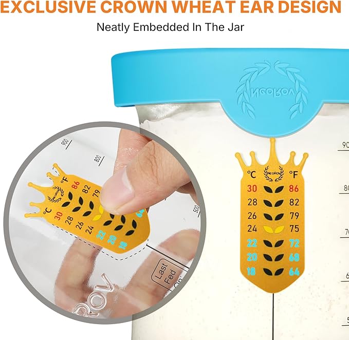 Pro Sourdough Starter Kit - 39 Oz Glass Sourdough Starter Jar (With Cloth Lid,Silicone Base,Scraper,Date Tracker,Temp Strip) - Sourdough Bread Baking Supplies For Sour Dough Bread Loaf (Blue)