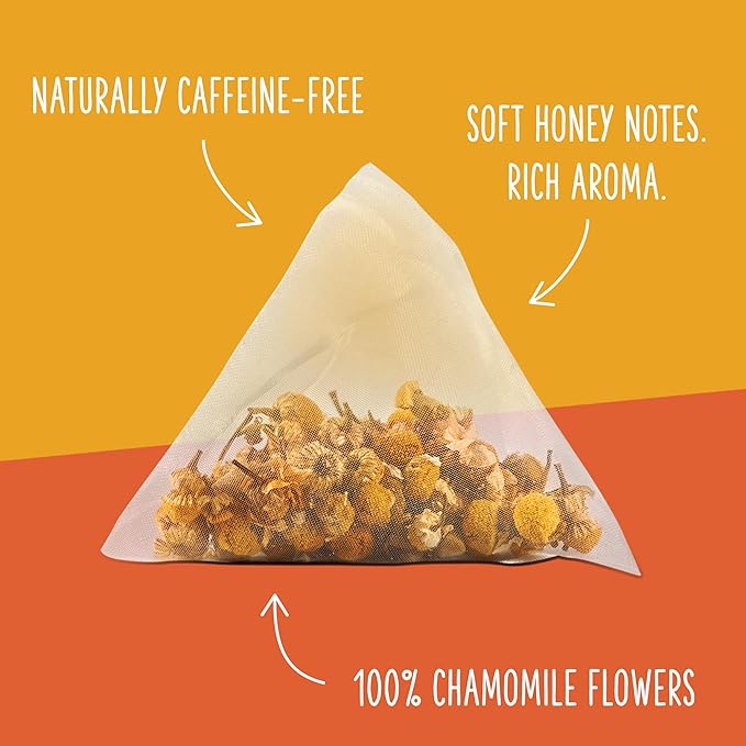 Two Leaves and a Bud Organic Chamomile Herbal Tea Bags, Naturally Caffeine Free, Whole Leaf Chamomile Tea in Compostable Sachets, 15 Count (Pack of 1)
