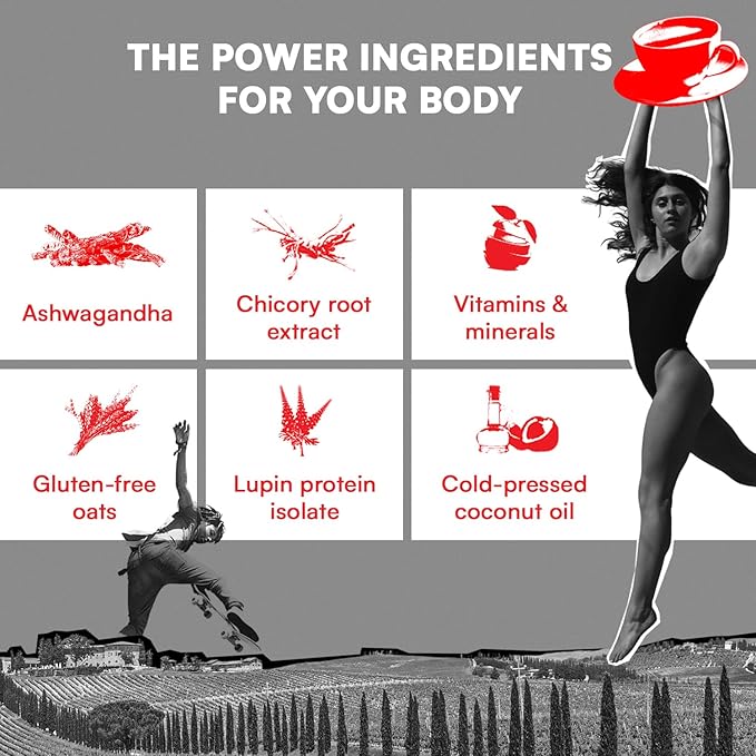 Calm & Recovery (11 servings) - Instant Coffee - 100% caffeine-free with Ashwagandha & Magnesium - Superfood Cappuccino by Superitalia - official partner of Hyrox - Made in Italy
