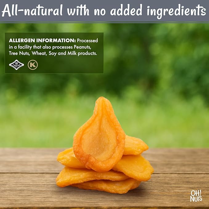 Oh! Nuts Dried Pears California - Sliced Pears - 2 lb - Dehydrated California Pears - Dried Pears No Sugar Added - Packed in New York Zip-Seal Bag for Exceptional Freshness