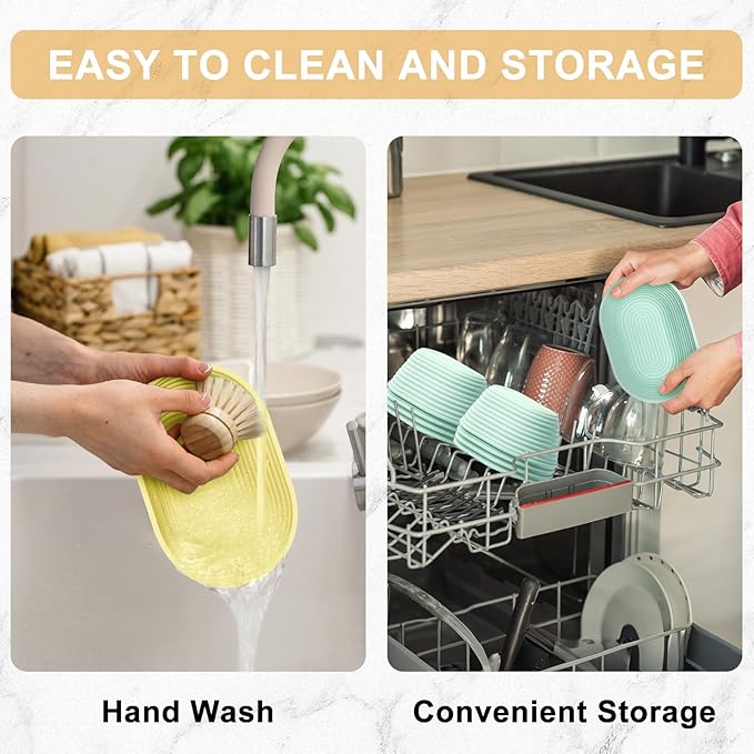 Silicone Banneton, Sourdough Bread Baskets (Set of 6, 6.5 Inch), Oval Proofing Bread Bowls with Starter Kit, Bread Making Baking Supplies