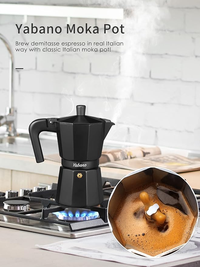 Yabano Stovetop Espresso Maker, 6 Cups Moka Coffee Pot Italian Espresso for Gas or Electric Ceramic Stovetop, Italian Coffee maker for Cappuccino or Latte