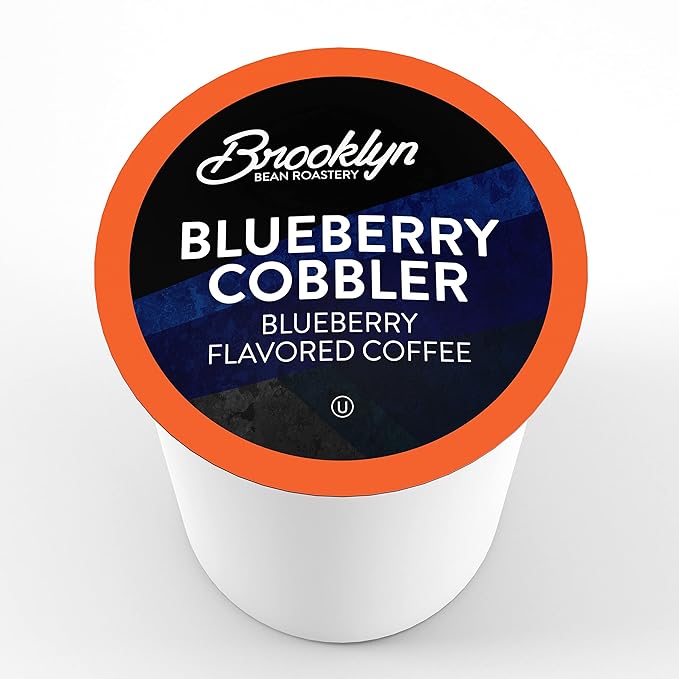 Brooklyn Beans Blueberry Cobbler Coffee Pods, Flavored Gourmet Pack, 40 Count - Compatible with Keurig 2.0 K Cup Brewers - Premium Quality, Rich and Smooth Taste, Single Serve Pods