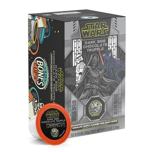 Bones Coffee Company Star Wars Dark Side, Chocolate Truffle Flavored Coffee Pods, Low Acid Medium Roast Single-Serve Bones Cups, Compatible with 1.0 & 2.0 Capsule Brewers Coffee Maker, 12 Count