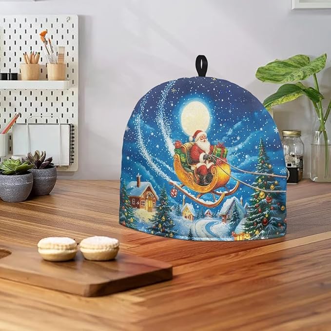 Santa Claus Warm Tea Cozy for Teapot Insulated Tea Pot Cover for Home Kitchen Accessories Cotton Tea Cozy Teapot Dust Protector Tea Cozies Covers for Christmas Decorative