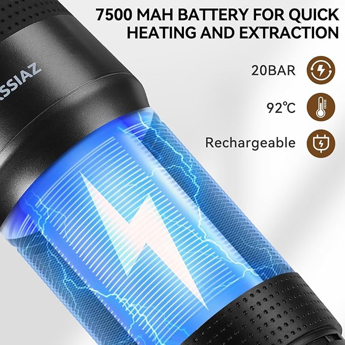 Portable Espresso Machines, Electric Espresso Maker with Self-Heating, USB-C & Car Charger, 20 Bar Mini Coffee Maker With NS Capsule & Ground Coffee for Camping, Hiking, Travel, Office, Blcak