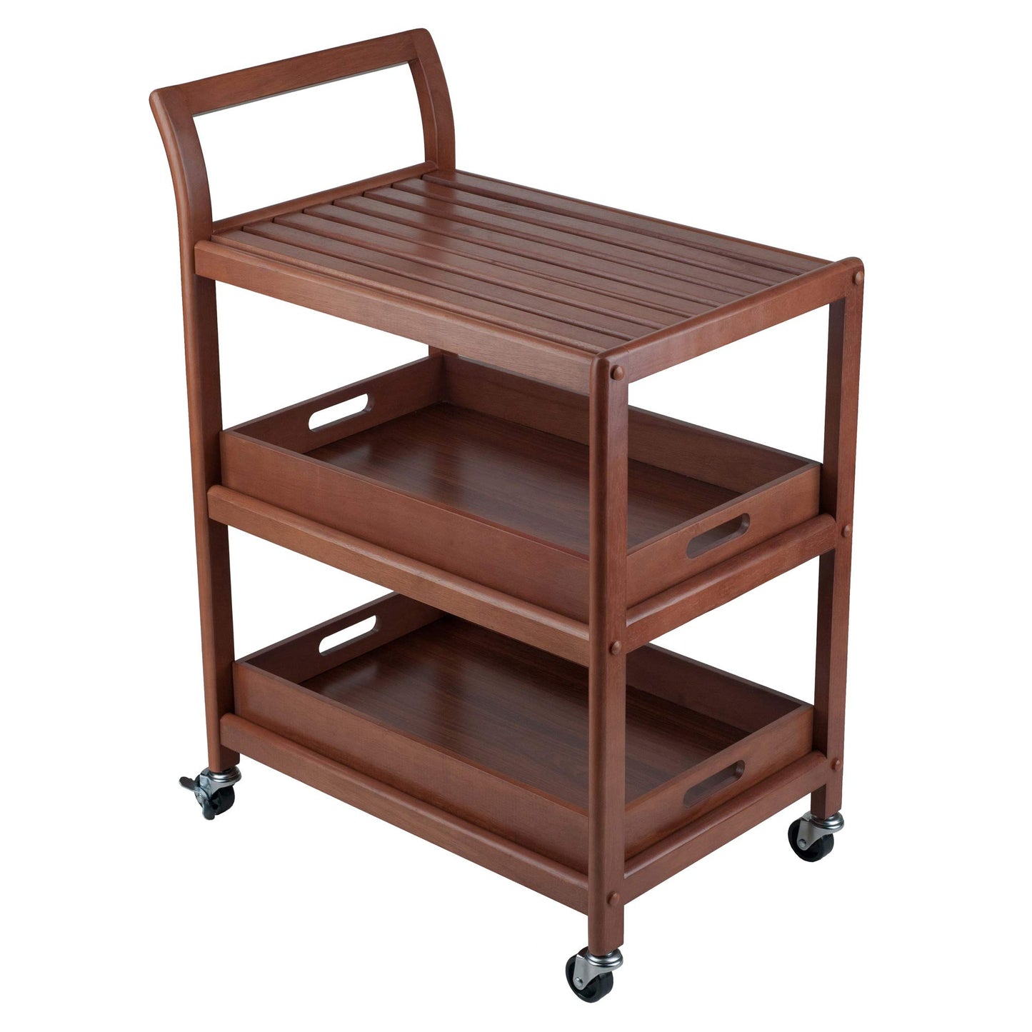 Winsome Albert 3-Tier Serving Cart, Walnut, 33"