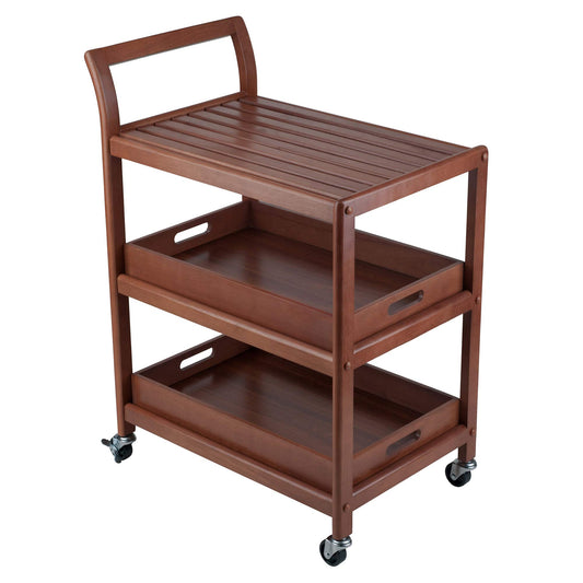 Winsome Albert 3-Tier Serving Cart, Walnut, 33"