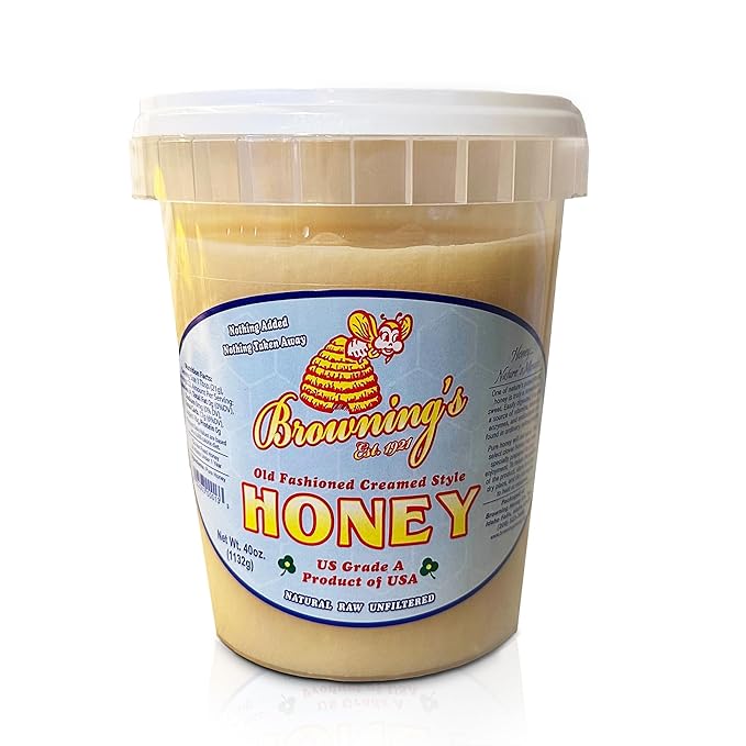 Browning's 40 oz Creamed Raw Clover Honey | 100% Pure, Natural & Unfiltered | Premium Old-Fashioned Honey - Product of the USA