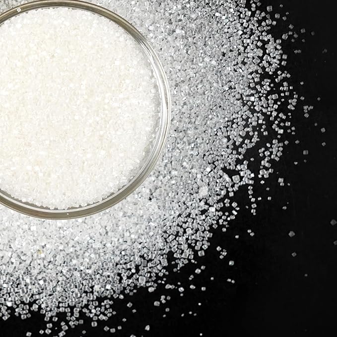 Edible White Sprinkles, White Sanding Sugar Sprinkles for Cake Decorating, Food Grade 150g, Cookie & Cupcake Topper Decoration, Ice Cream, Wedding Halloween Christmas Supplies