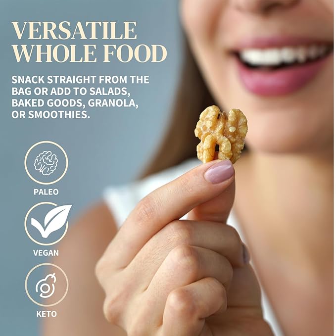 Organic Raw Walnuts Halves & Pieces ??Unpasteurized, Regeneratively Grown in California ??Whole, Fresh, Unsalted ??Plant-Based Omega-3s