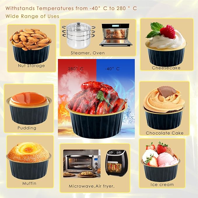 60 Pcs Mini Cake Pans with Lids,5oz Aluminum Foil Baking Cups Round Mini Disposable Ramekins 125ml Muffin Tin Ramekins Brownie Baking Cups, Dessert Cupcake Cups for Wedding Birthday Party