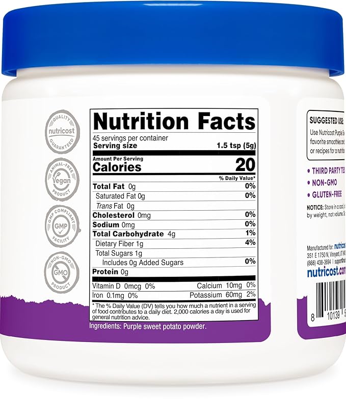 Nutricost Purple Sweet Potato Powder 8 oz - Gluten Free, GMO-Free, Vegan