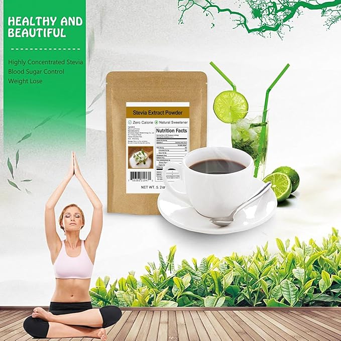 Pure Stevia Extract Powder without Erythritol 5.2oz(148g) - Highly Concentrated Stevia Powder Sweetener, Zero Calorie, No Artificial, Natural Sugar Alternative
