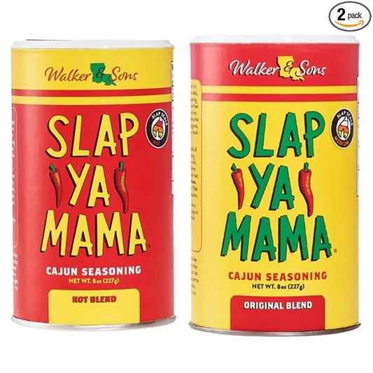 Slap Ya Mama Cajun Seasoning from Louisiana, Spice Variety Pack, 8 Ounce Cans, 1 Original Cajun and 1 Hot Cajun Blend