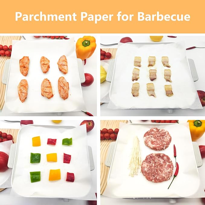 200Pcs 12x12 In Parchment Paper Sheets, White Parchment Paper for Baking, Square Baking Paper Sheets, Wax Paper Squares, Precut Parchment Sheets for Cookies, Air Fryer, Grilling Rack, Oven