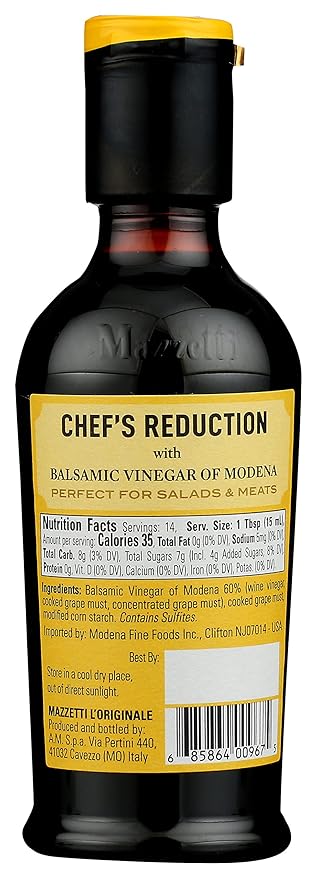 Mazzetti Classic Balsamic Vinegar Glaze of Modena PGI | Thick & Rich | Perfect for Salads, Meats, Vegetables | 7.3 Ounce Bottle (Pack of 1)