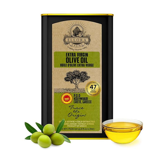 Ellora Farms Olive Oil Extra Virgin, Certified PDO Polyphenol Rich Extra Virgin Olive Oil Cold