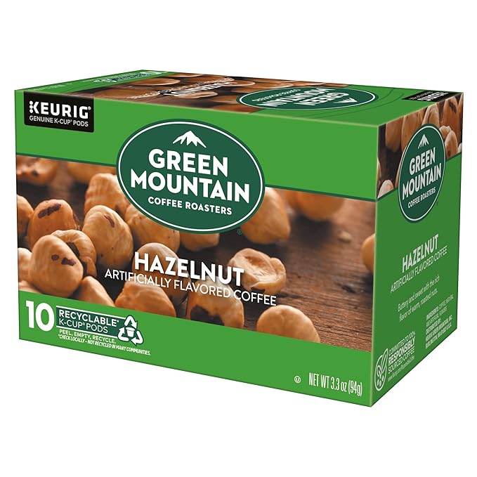 Green Mountain Coffee Roasters Hazelnut, Keurig Single Serve K-Cup Pods, Light Roast Coffee, 60 Count, (6 Packs of 10)