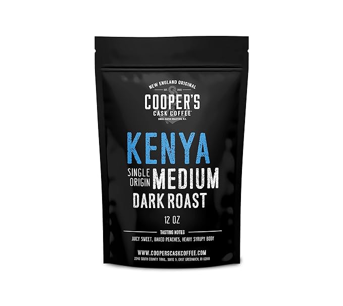Kenya AA Medium Dark Roast Coffee Beans, Single Origin Whole Bean Coffee, Full Bodied Gourmet Coffee - 12 oz Bag