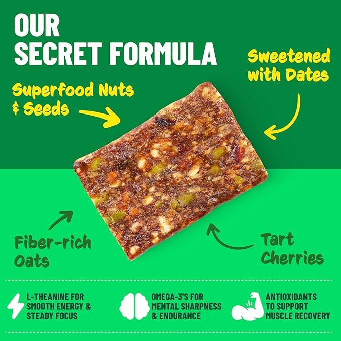 Caddy Snacks Chewy Cherry Almond ??Healthy Snack Bars | Low Sugar | Vegan | Gluten Free | On-the-Go Golf Snack | 2.1 oz Bars, 12 Count