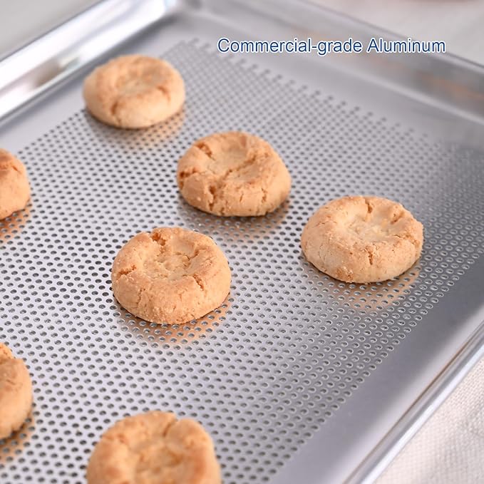 HARDURA Aluminum Perforated Baking Sheet Pan 18”L X 26”W X 1”H Cookie Sheet, 6Packs, For Oven in Bakery & Restaurant, Kitchen
