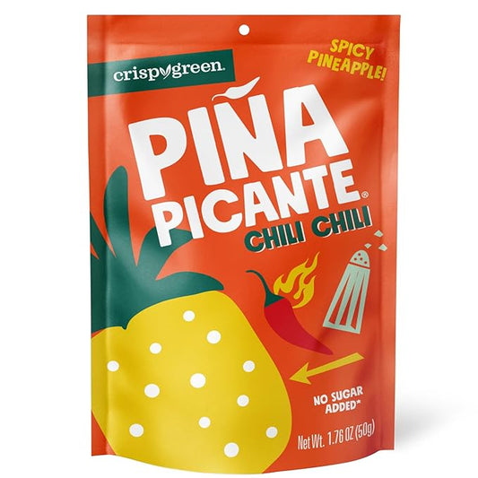 Crispy Green Pi챰a Picante, Double Chili Dried Pineapple, Healthy Real Fruit Snacks, 12 Bags, 1.76 Ounces each