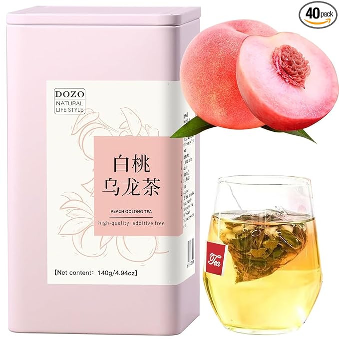 DOZO White Peach Oolong Tea Bags 4.93oz/140g (40 bags) Individual Peach Blossom High Mountain Oolong Tea Bags Refreshing Fruit Aroma Cold竊낷ot Brew ??¸죨?¿뚪?????¸죨?¿뚪????�죨?¿뚪???"<div>