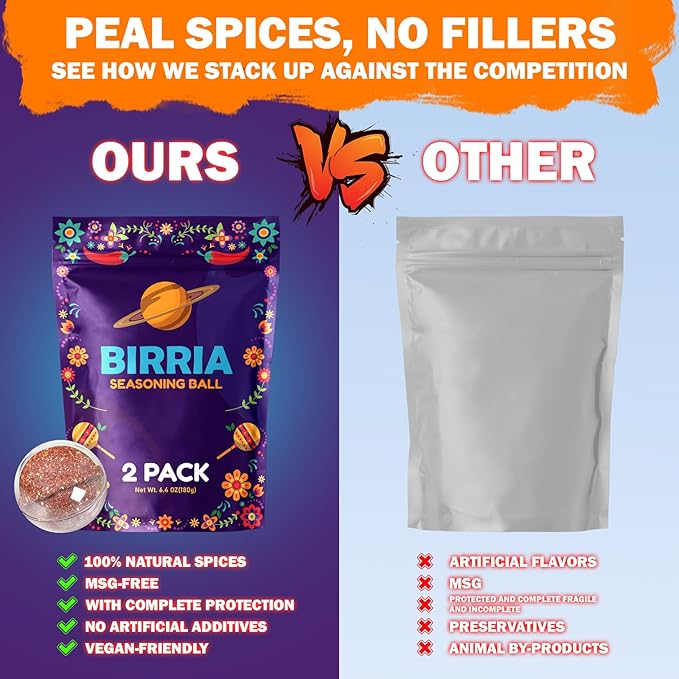 Birria Bomb Balls Seasoning, Authentic Mexican Stew Spice Mix for Tacos, Burritos, Nachos, and Quesadillas, Made with Real Mexican Seasoning, and Spices for Quick and Flavorful Meals