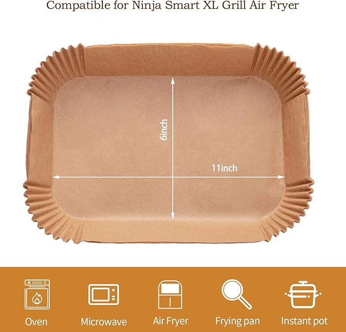 Air Fryer Liners For Ninja Foodi Smart Xl Air Fryer,120Pcs Air Fryer Disposable Paper Liner, Parchment Liners For Ninja FG551 6-in-1 Indoor Grill,Rectangular