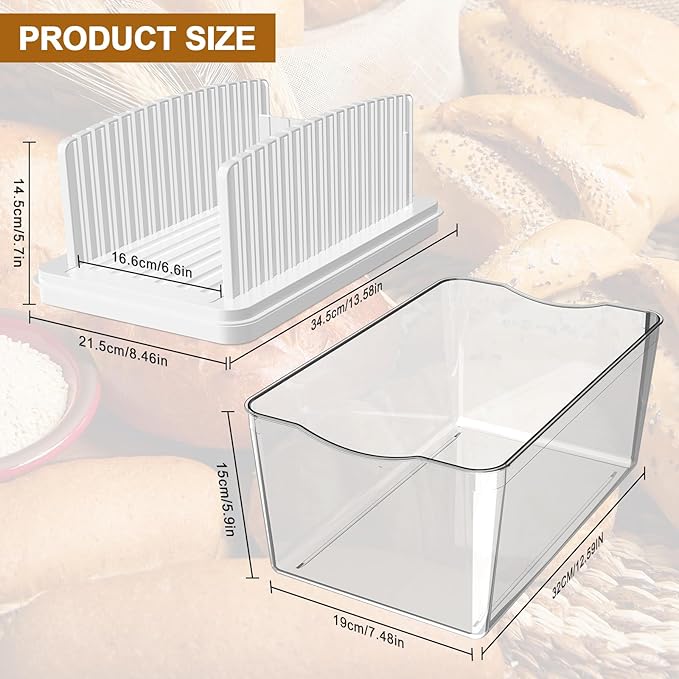 Upgrade Pull Out Bread Slicer for Homemade Bread with Bread Box, Foldable Bread Slicing Guide,Removable Cutting Board, Slice Evenly, Bread cutter slicer Suitable for Bread Making Supplies