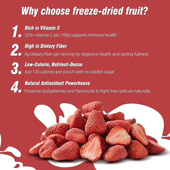 MATINÉE Freeze Dried Strawberries, Whole Dried Strawberries, Dehydrated Fruit, Dried Fruit Snack for Baking, Yogurt & Kids Treats-Vegan, Non-GMO, Preservative Free, 1.2oz, 34g (Pack of 4 Bag)