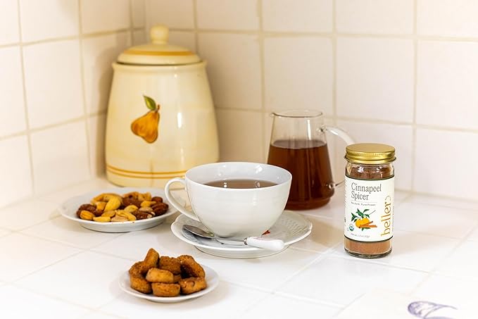 Beller Nutrition Cinnapeel Spicer | Organic Ceylon Cinnamon Powder Blend with Ginger & Orange Peel | 2 oz | Ground Ceylon Cinnamon Spice for Baking, Smoothies, Tea & More