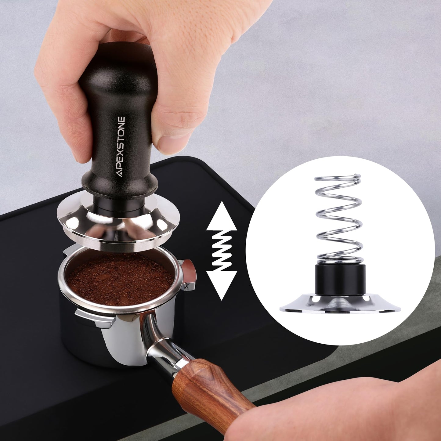 Apexstone Coffee Tamper Spring Loaded 51mm, Calibrated Espresso Tamper 51mm, Espresso Tamper Spring