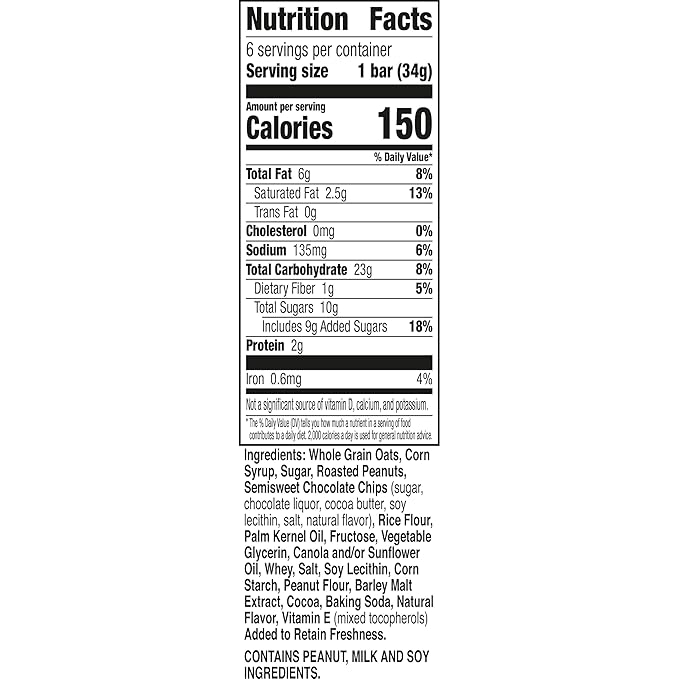 Nature Valley Sweet and Salty Nut Granola Bars, Turtle, 6 Bars, 7.2 oz