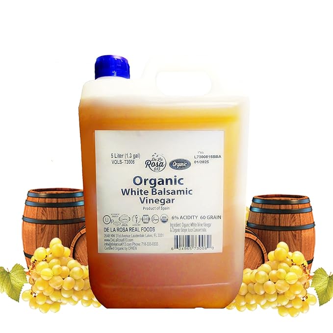 De La Rosa Organic White Balsamic Vinegar, Vegan, Kosher, Non-GMO & Gluten Free, Great for Salad