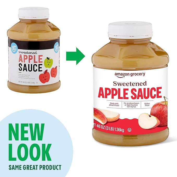 Amazon Grocery, Sweetened Apple Sauce, 48 Oz (Previously Happy Belly, Packaging May Vary)