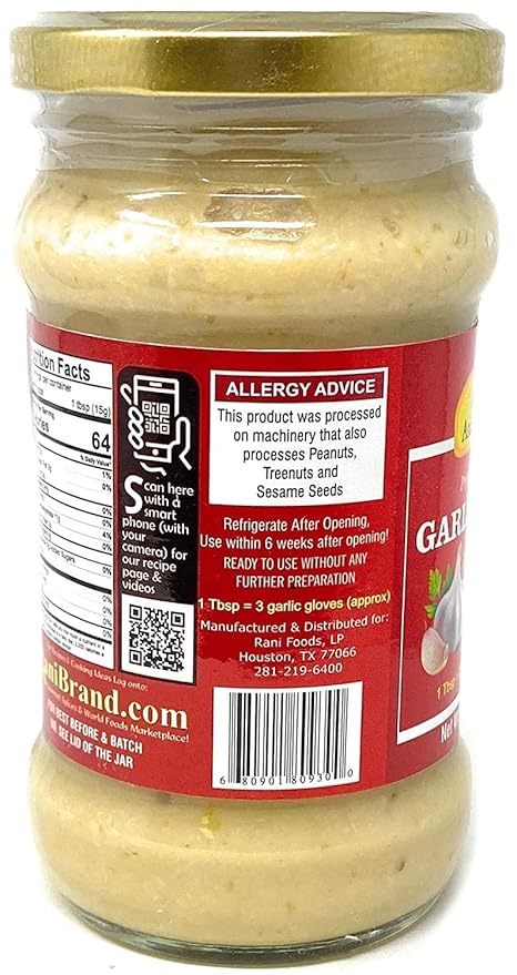 Asian Kitchen Garlic Cooking Paste 10.5oz (300g) Glass Jar ~ Vegan | Gluten Free | NON-GMO | No Colors | Indian Origin