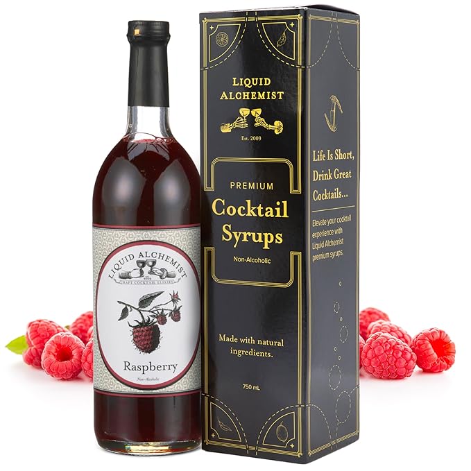Liquid Alchemist Raspberry Syrup for Drinks - Real Ingredients Make our Raspberry Puree for Drinks the Perfect Drink Mixer - Our Cocktail Syrup is Non-GMO & Vegan (25.4 oz)