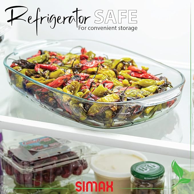 Simax Clear Glass Roaster Dish: Large Rectangular Roaster Pan For Baking And Cooking - Oven and Dishwasher Safe Cookware ??3.5 Quart Oven Pan