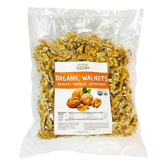 Beyond Nature Organic Raw Walnuts ??Unsalted 3 Pound (48 oz) Vacuum Sealed, Non GMO, No Salt, Low Carb, Keto Friendly & Vegan Snack