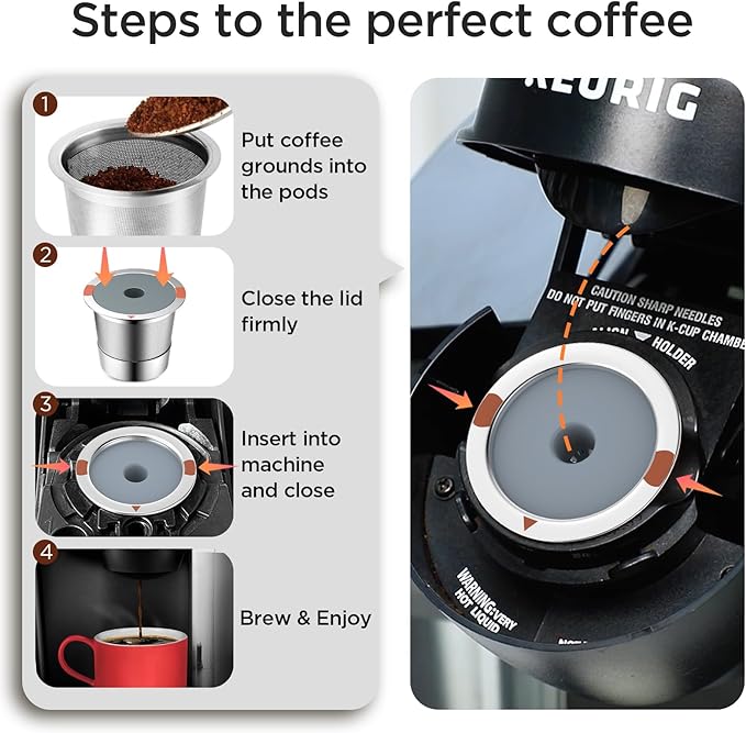 Reusable k Cup Coffee Filters,Universal stainless steel Refillable k Cups Filter Use for Keurig 2.0 and 1.0 Coffee Makers-brewers (3pack)