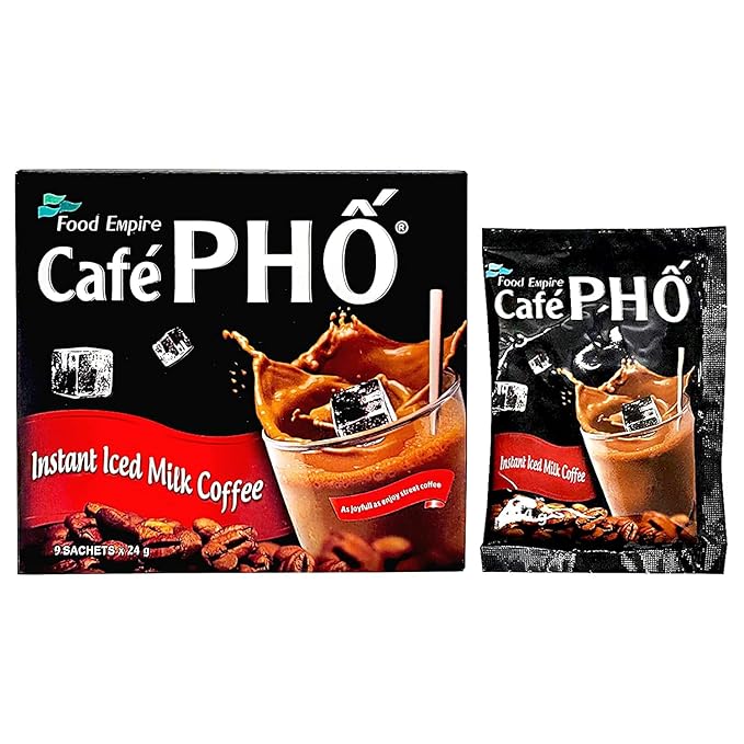 Cafe Pho Vietnamese 3in1 Instant Coffee Mix, Iced Milk Coffee, Cafe Sua Da, Single Serve Coffee Packets, Box of 9 Sachets, Pack of 3