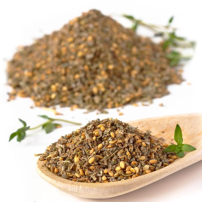 Za'atar Seasoning 7 Oz | Mediterranean Spice Blend | Natural Zaatar Spice Mix with Marjoram, Sesame, Sumac and Thyme | Authentic & Nutritious Za'tar Spice for Versatile Culinary Uses