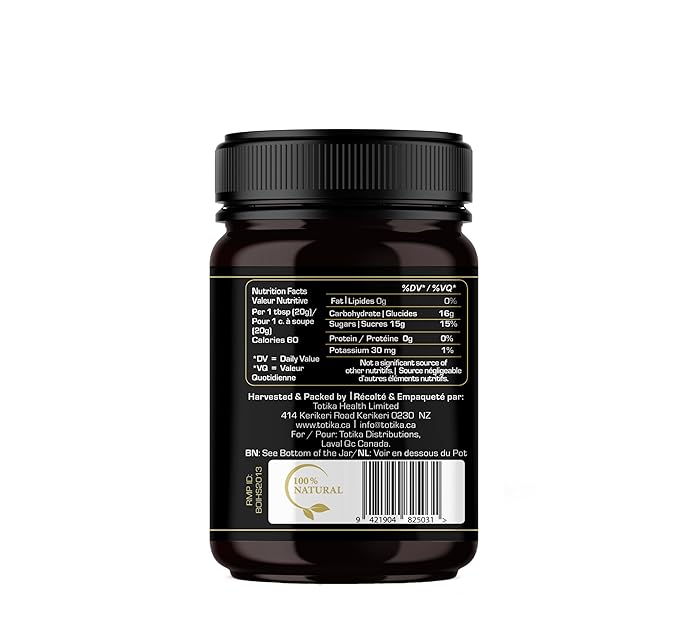 Tōtika Nature Mānuka Honey, 100% Pure Raw New Zealand Honey for Enhanced Well-Being and Digestive Health Benefits MGO 250+