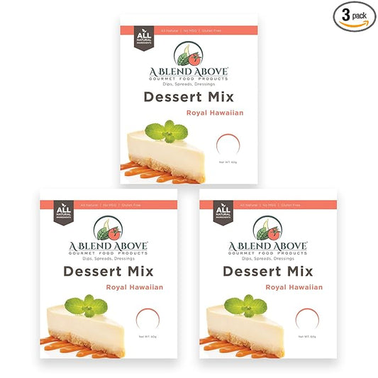 A Blend Above Royal Hawaiian Cheesecake Mix - No-Bake Desserts, All Natural, Vegan, Gluten Free, No MSG - Instant Dessert Mix, Fruit Dip, Bagel Topping, Frosting, Cheesecake Filling - Makes 16 Oz (Pack of 3)